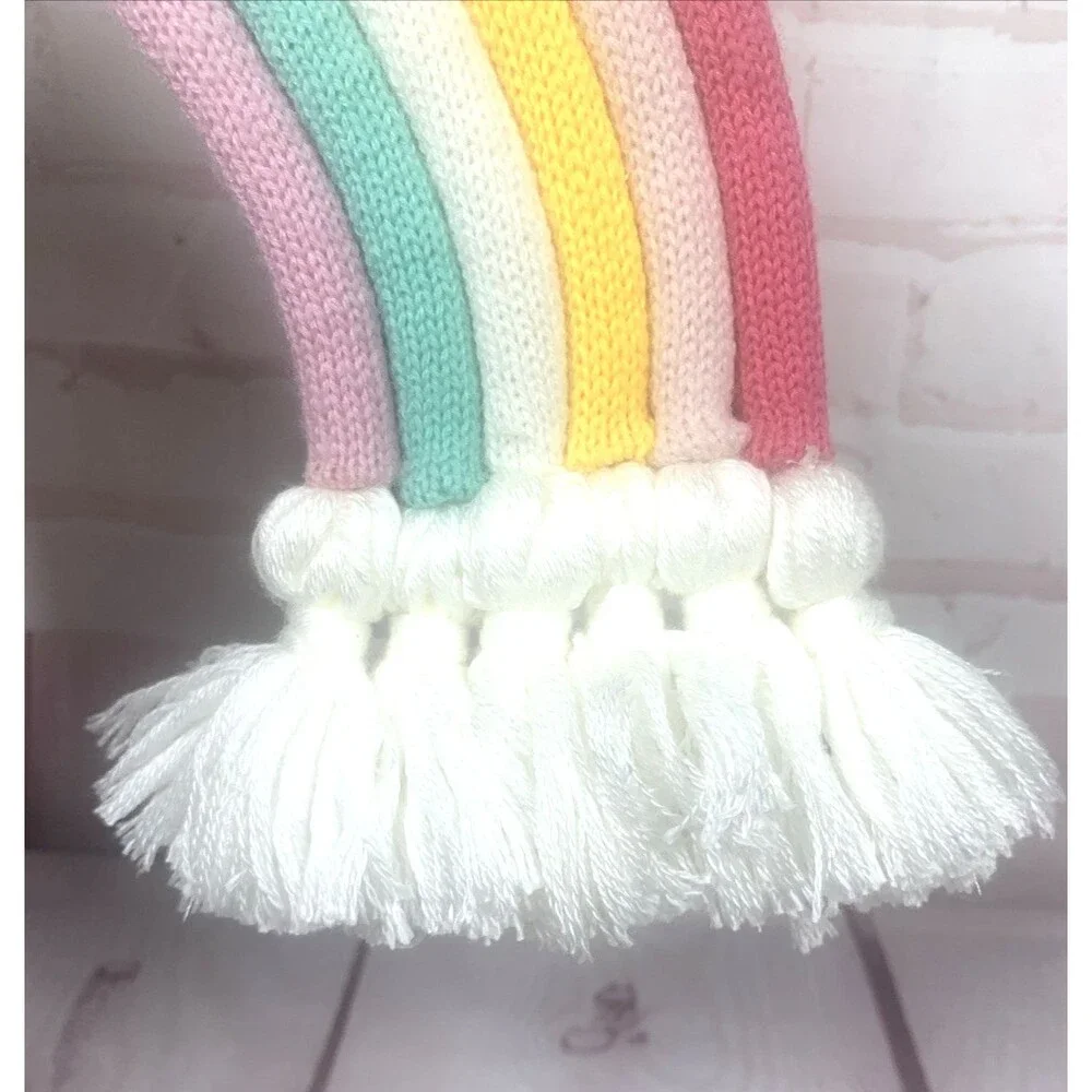 Rainbow Wall Hanging Home Decor Nursery Decor Pastel Tassel Knit